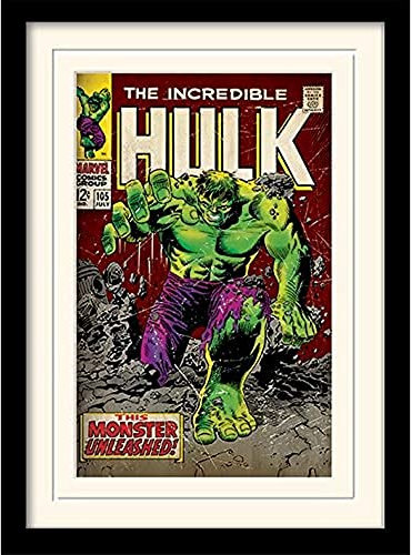 Pyramid International Incredible Hulk (Monster Unleashed) 30x40 cm montiert und gerahmt, Mounted 250GSM PAPERWRAP MDF, Mehrfarbig, 44 x 33 x 4 cm