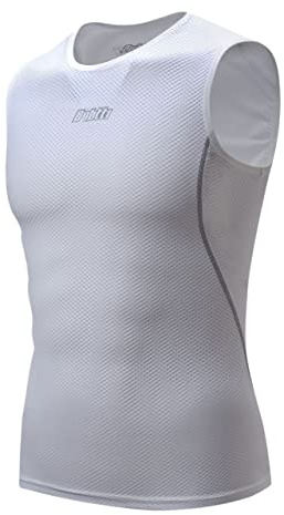 bpbtti Men's Sleeveless Cycling Base Layer Bike Undershirt Polyester Core Mesh Biking Undershirts-Mositure Wicking & Breathable(Small - Chest 36-38,White)