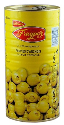 Oliven gefüllt mit Sardellenpaste / Aceitunas rellenas de anchoa - 600gr