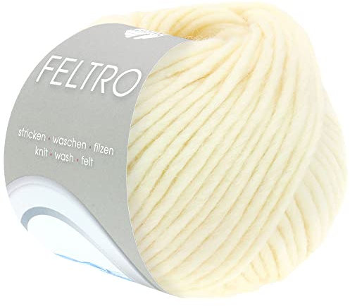 LANA GROSSA Feltro | Filzgarn für Kreativhandwerk, vielseitig, hochwertige Wolle zum Nass- und Trockenfilzen | Handstrickgarn aus 100% Schurwolle | 50g Wolle zum Stricken & Häkeln | 50m FB 1
