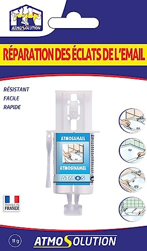 Atmos Products 1207 Atmosamail Réparation, Blanc-Idéal pour réparer Les éclats d’émail, de faïence, de Porcelaine. Seringue à Base de résine époxy sans solvant