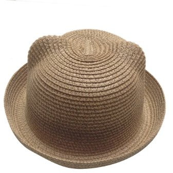 JTC - Sombrero infantil monocromático con orejas de gato y melón, 11 colores beige oscuro Talla Unica