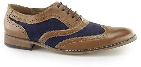 Goor Gatsby Mens designer Brogue Tan Brown with Blue insert Mens Shoes Size 12