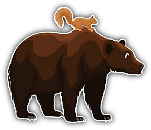 postwalldecor Grizzly Bear and Squirrel Hochwertigen Auto-Autoaufkleber 12 x 10 cm