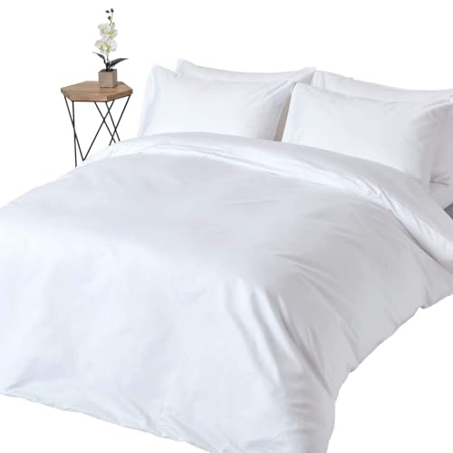 HOMESCAPES 1000 Thread Count Egyptian Cotton White Duvet Cover Set King Size Luxury Quilt Cover Bedding Set 2 Pillowcases Included