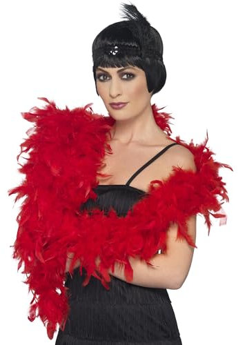 Smiffys Deluxe Boa, Rot, Feder, 180cm, 80g Halloween
