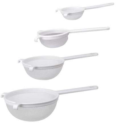 HIC Kitchen Double-Ear Fine Mesh Strainers, 4 Sizes, BPA Free, Non Reactive