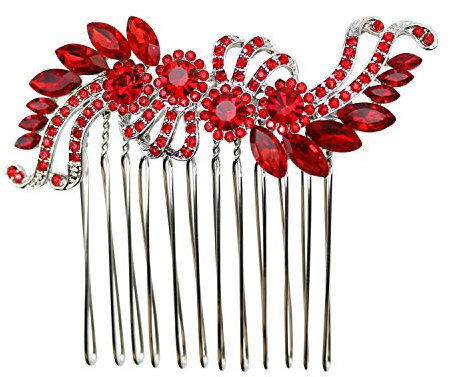 Faship Red Crystal Hair Comb Bridesmaid Wedding Party Prom by Faship