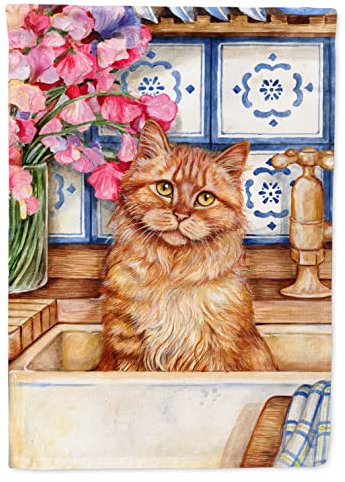 Caroline 's Treasures cdco0195chf Katze im Becken von Debbie Cook Leinwand House Flagge, Groß, multicolor
