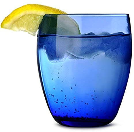 Artis Blue Glass Lowball Tumblers, 350ml, Set of 4