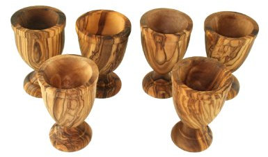 D.O.M. Lot de 6 coquetiers tournés en bois d'olivier