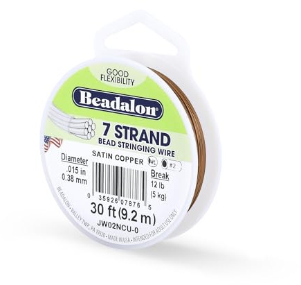 Beadalon 0.38 mm 9.2 m Reel Diameter 7 Strand Wire, Satin Copper