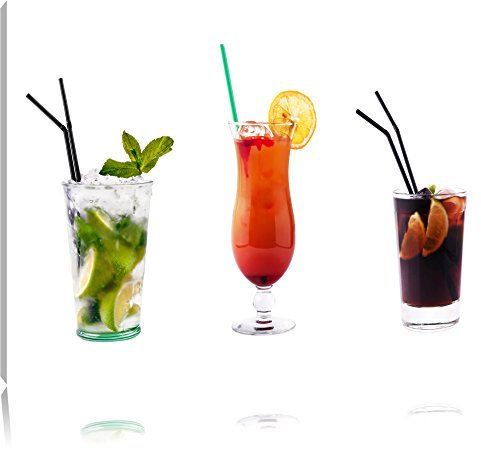Pixxprint fruchtig frische Cocktails, Größe: 100x70cm, Leinwandbild, fertig gespannt, Wandbild, Dekoration, Kunstdruck, kein Poster