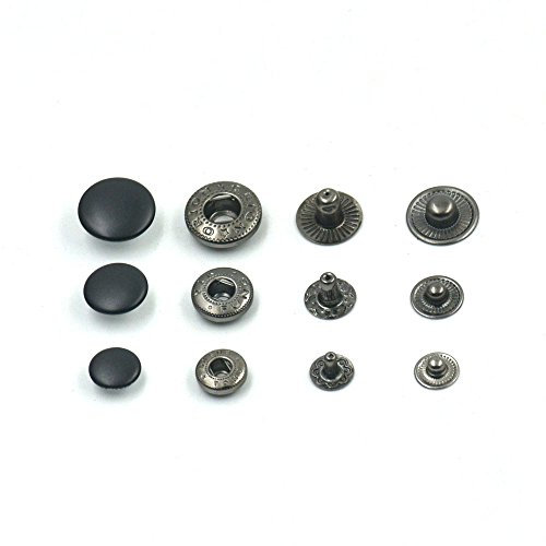 Lote de 100 cierres para manualidades de piel, 10 mm, pintura negra