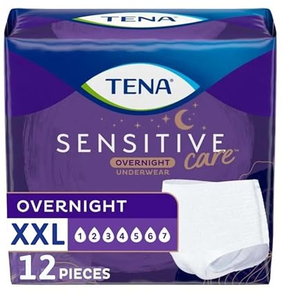 Tena Incontinence Underwear for Women, Overnight Absorbency, Sensitive Care, X-Large - 12 Count