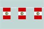 Peru mit Wappen Flaggenkette 6 Meter / 8 Flaggen