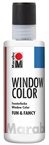 Marabu 04060004070 - Window Color fun & fancy, weiß 80 ml, Fensterfarbe auf Wasserbasis, ablösbar auf glatten Flächen wie Glas, Spiegel, Fliesen und Folie