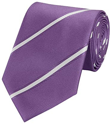 Fabio Farini - Modern gestreifte Herren Krawatte in 8cm Breite - Schlipse Passend fürs Büro zum Anzug durch Robuste Pflegeleichte Mikrofaser Violett Weiß