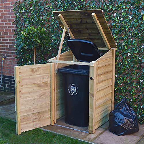 Rutland County Garden Furniture Morcott Single Bay Bin Stores Outdoor Wheelie Bin Hideaways - Recycling/Wheelie Bin Store - Wheelie Bin Storage Single - Light Green