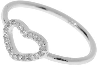 Leaf Herz Ring Sterling Silber mit Zirkonia, Herz ca. 10 mm