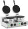 Royal Catering RCWM-2600-R Waffeleisen Waffelgerät Waffelautomat Waffle Maker Belgische Waffel Doppelt Rund (2 x 1.300 Watt, Timer 15 min, Teflon & Aluminium, Edelstahl), Silber