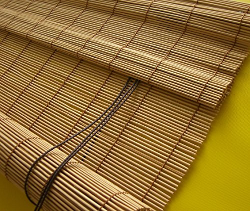 deko-raumshop Bambusrollo Faltrollo Rollo Kirschbaum Breite 60 bis 140 cm Schnurzugrollo Vorhang Wandmontage Deckenmontage Blickdicht geflochtene Stächchen Naturmaterialien Bambus Holz (90 x 240 cm)