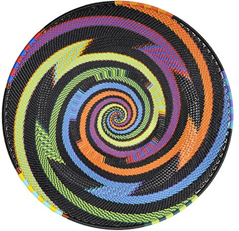 Bridge for Africa Fair Trade Zulu Telefon-Draht-12-Zoll-Platter Korb, African Rainbow African Rainbow