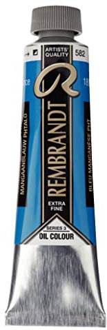 Rembrandt Oil Colour - Bleu manganèse phtalo 582 - Tube de 40 ml - Qualité extra-fine - Haute résistance à la lumière - Peinture à l'huile de qualité artistique - Made in Netherlands