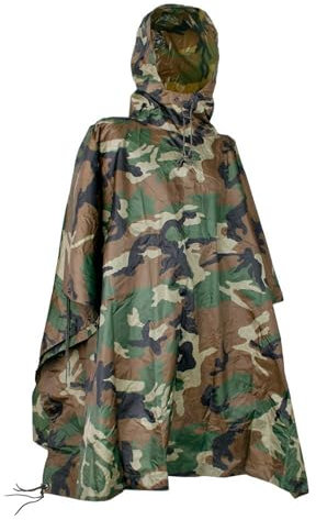Mil-Tec Regenponcho Unisex • US Poncho aus reißfestem Ripstop Material • Mehrzweck Regenponcho Herren & Damen • Wasserdicht & extra lang • Als Outdoor Regenjacke, Regencape, Nässeschutz, Regenmantel