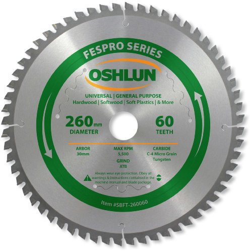 oshlun fespro Allgemeine Zwecke ATB Sägeblatt mit 30 mm Arbor für Festool KAPEX KS 120, SBFT-260060