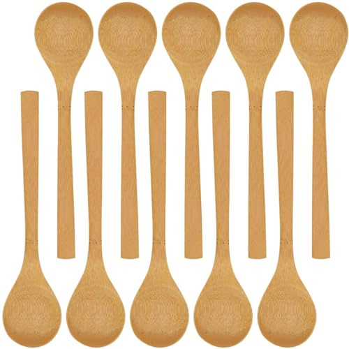 BambooMN 8 Reusable Solid Bamboo Soup Spoon - Dining Flatware - Kitchen Utensils - 10 pcs