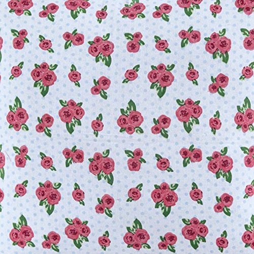 HOMESCAPES Pure Cotton Furnishing Fabric - Roses and Dots - 150 cm Wide - Thick Yarn Dyed Woven - for Upholstery Curtain Cushion Soft Furnishings Heavy Dress Material - Per Metre