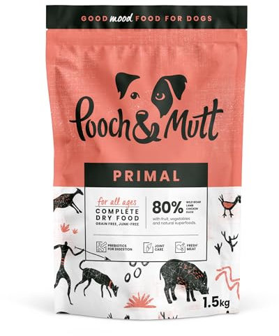 Pooch & Mutt - Getreidefreies Primal Hundetrockenfutter mit hohem Proteingehalt, Wildschwein-Geschmack, 1,5 kg