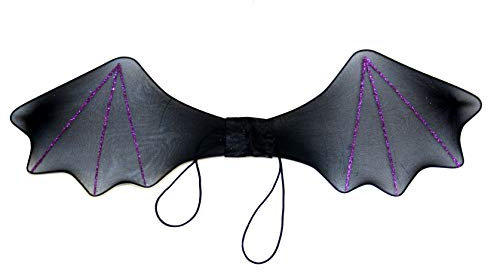 Zac's Alter Ego Halloween Black Bat Wings with Purple Glitter