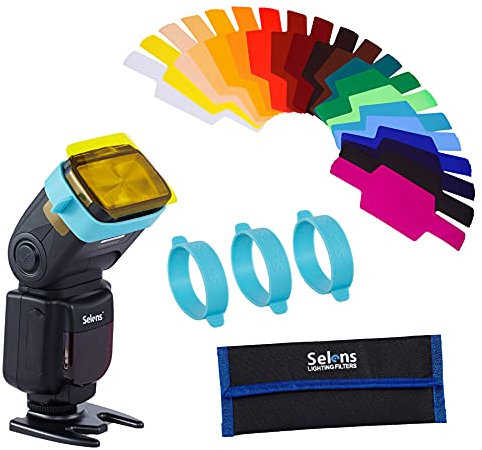 Selens Flash Gel Lighting Gels Filter Universal Light 20PCS Combination Kit with 3 Band Color Correction Photography for Camera Flash Speedlight Speedlite Strobe Light Photo Studio