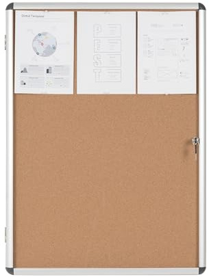 Bi-Office Schaukasten Vitrine Enclore, Kork, geeignet für 9 x DIN A4, silberner Aluminiumrahmen, abschliessbar