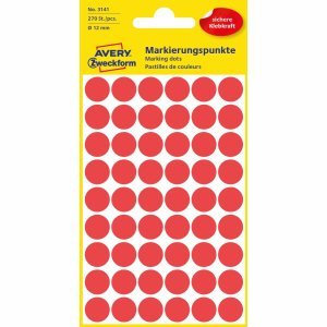 AVERY Zweckform 10 x Markierungspunkte 12mm VE=270 Stück rot