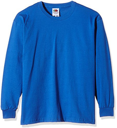 Fruit of the Loom Unisex Kids Valueweight Long Sleeve T-Shirt, Royal, 14-15 Years (Manufacturer Size:36)