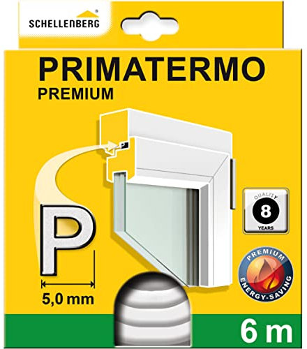 Schellenberg 66330 Fenster Dichtung Premium P-Form - 9 x 5 mm, 6 m Gummidichtung, zur Abdichtung von Spalten auch an Türen