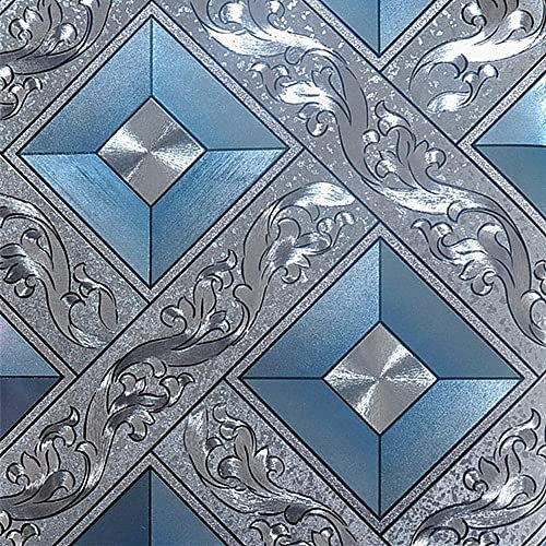 Q QIHANG Luxury Gold Foil Mosaic Square Lattice Background Flicker Wallpaper, Modern Roll/Decorative Wallpaper, Gold Yellow Color