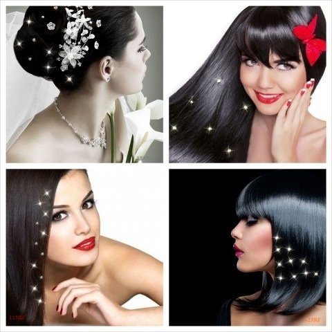 4 Shiny Swarovski Separable and Re-positionable Clear Hair Crystals Cold-Fusion by Inconnu