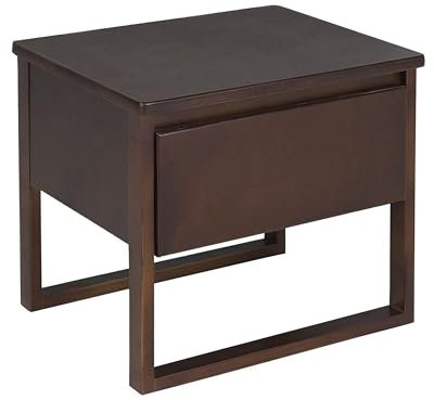 Nachttisch dunkelbraun Kiefernholz 41 x 50 cm mit Schublade Modern Giulia