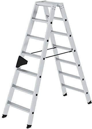 Aluminium-Stufen-Stehleiter beidseitig begehbar 2 x 7 Stufen Arbeitshöhe bis ca. 3,25 m