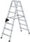 Aluminium-Stufen-Stehleiter beidseitig begehbar 2 x 7 Stufen Arbeitshöhe bis ca. 3,25 m