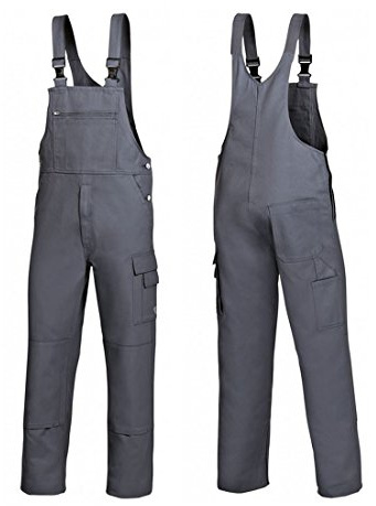 BP Workwear Basic 1482-060-53 Latzhose - Stoffhosenträger mit Gummieinsatz - Taschen für Knieschoner - Reine Baumwolle - Normale Passform - Größe: 64 - Farbe: dunkelgrau