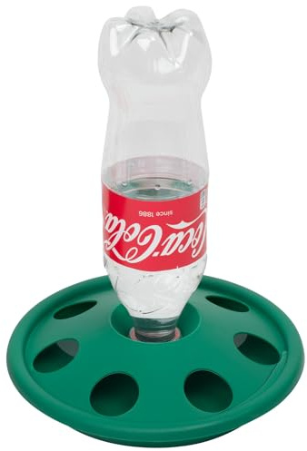 Kükentränke für PET-Flaschen - Geflügeltränke für Trinkflaschen - Flaschentränke, Hühnertränke, Wassertränke - für handelsübliche Flaschen mit 0,5 bis 1 Liter Inhalt - 7 Trinköffnungen, grün