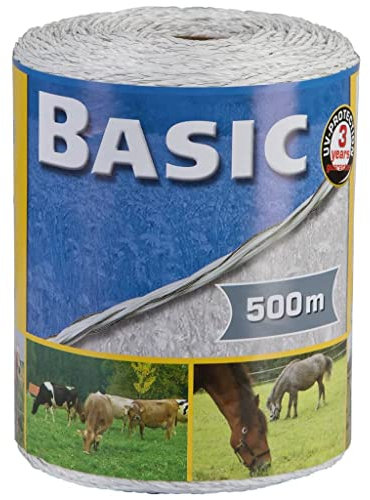 Kerbl 441598 BASIC Weidezaunlitze, Weiß, 3 Leiter, 500m Länge