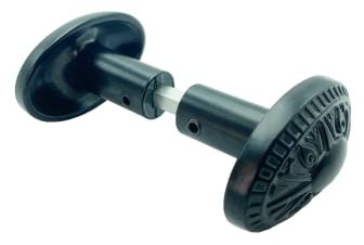 Bouton Double Orne, 1 Portée, Fixation Polybloc, Carré Acier Zingué, 9mm x 90mm, Époxy Noire
