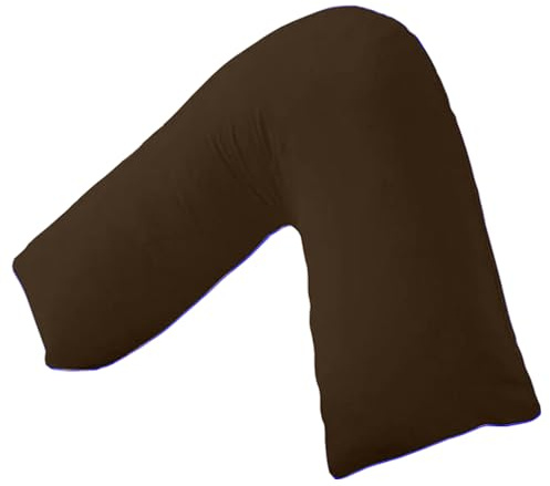 Lancashire Textiles V Shape Orthopedic Support Pillow – Pregnancy, Neck Pain Relief, Anti-Allergy Hollowfibre, UK-Made, Machine Washable (68cm (L) x 30cm (W) x 68cm (H), Chocolate)