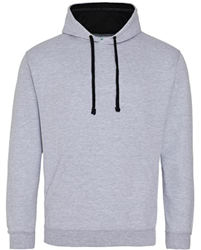 AWDis Men's Varsity Hoodie, Multicoloured (Heather Grey/Jet Black), Large